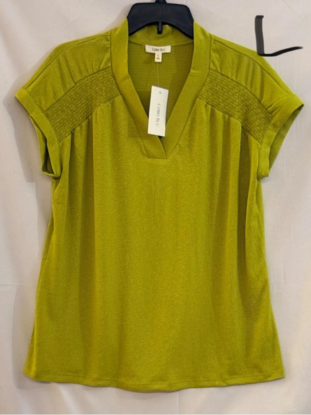 Como Blu V-Neck Short Sleeve Top in Olive